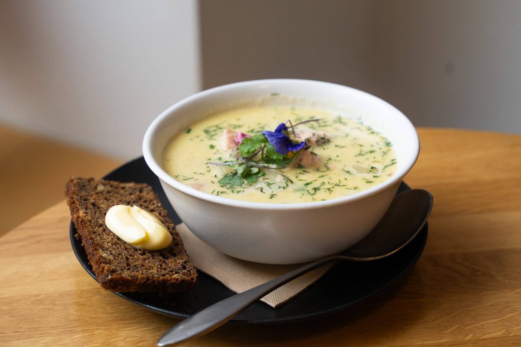 Salmon soup Glutenfrei in Lappland